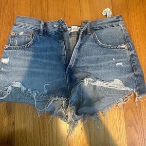 Zara Blue Distressed Jean Shorts